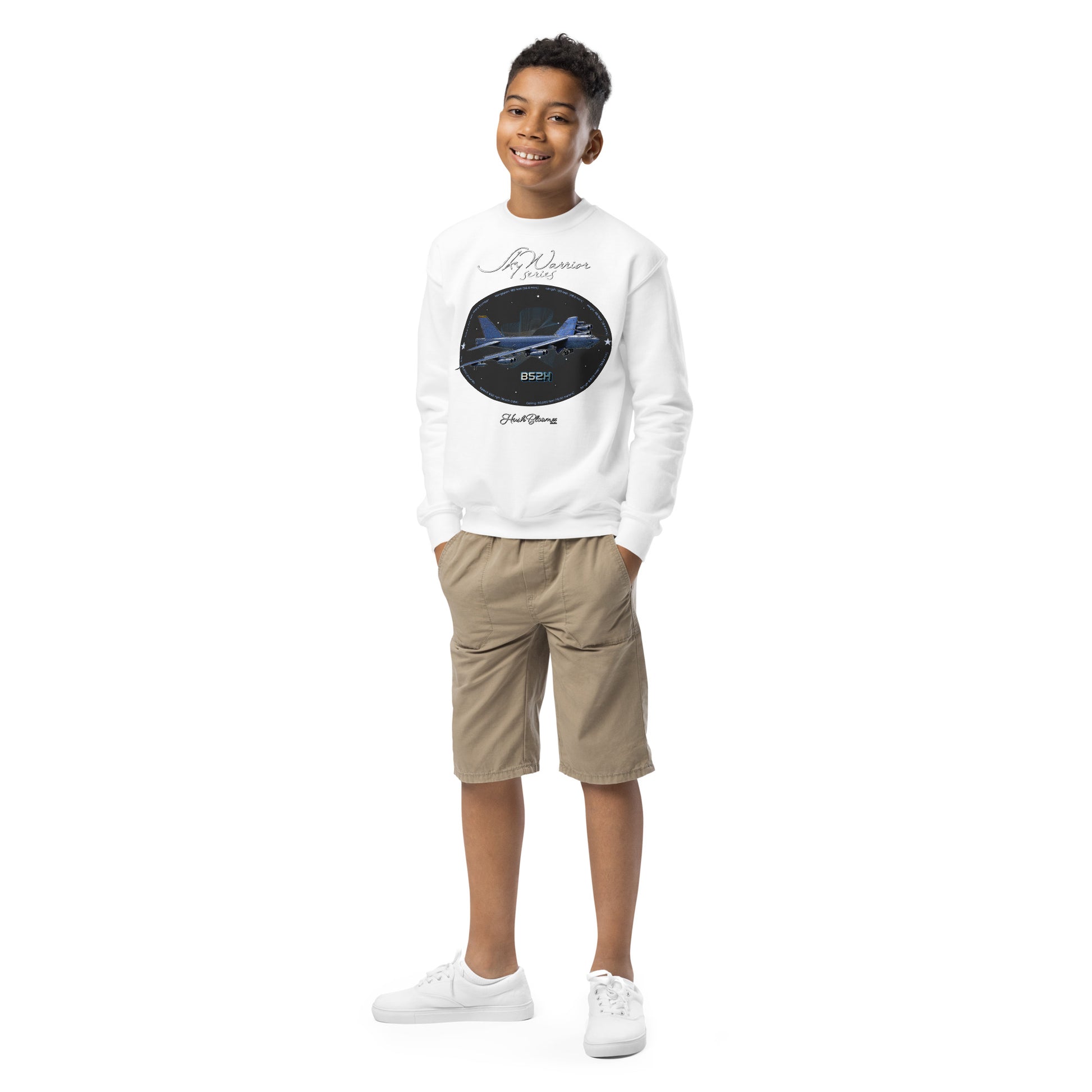 White - B52H Stratofortress Youth crewneck sweatshirt
