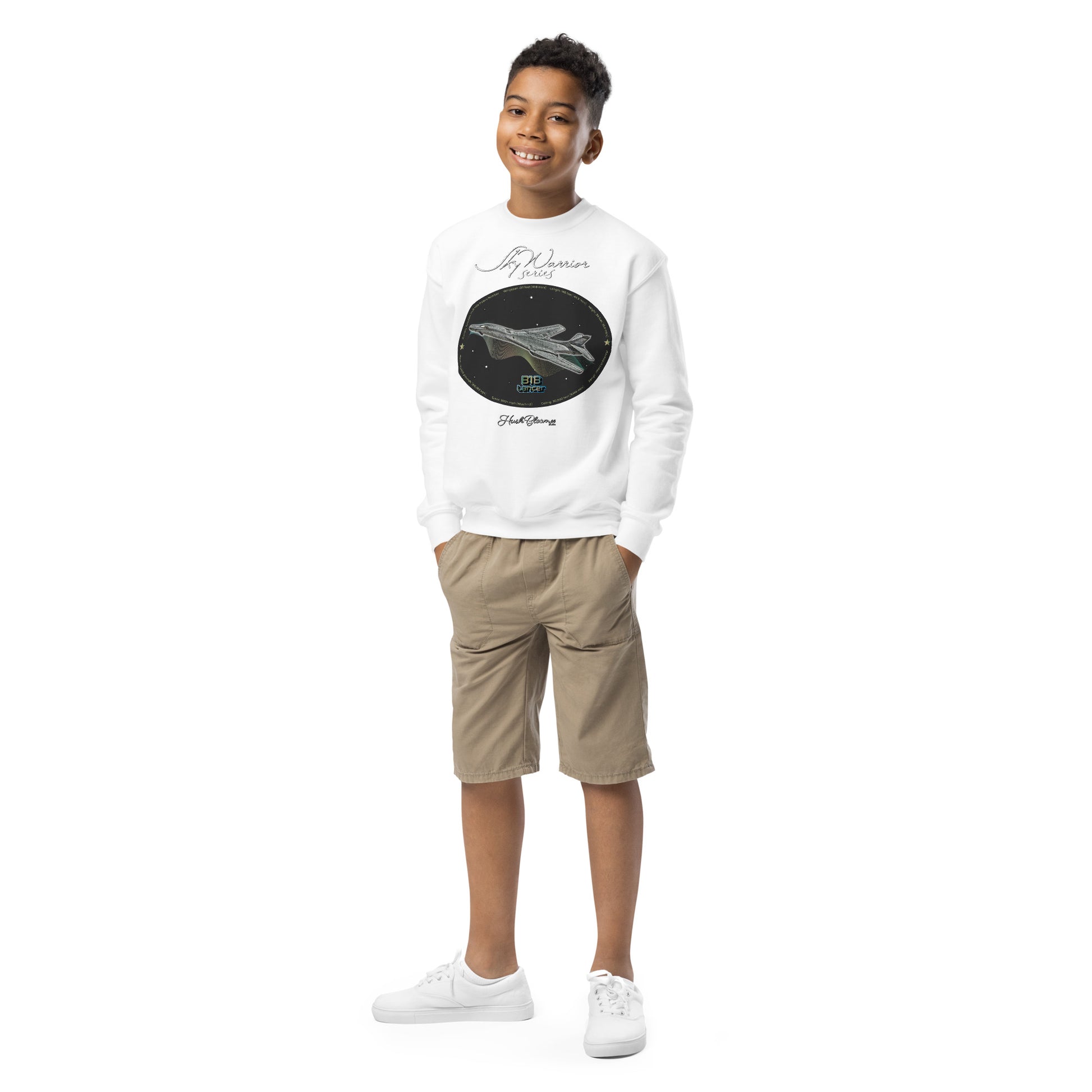 White - B1B Lancer Youth crewneck sweatshirt