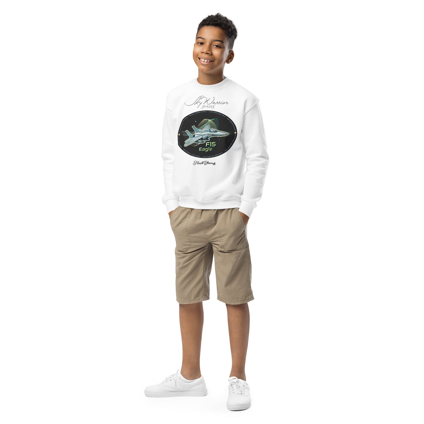 White - F15 Eagle Youth crewneck sweatshirt