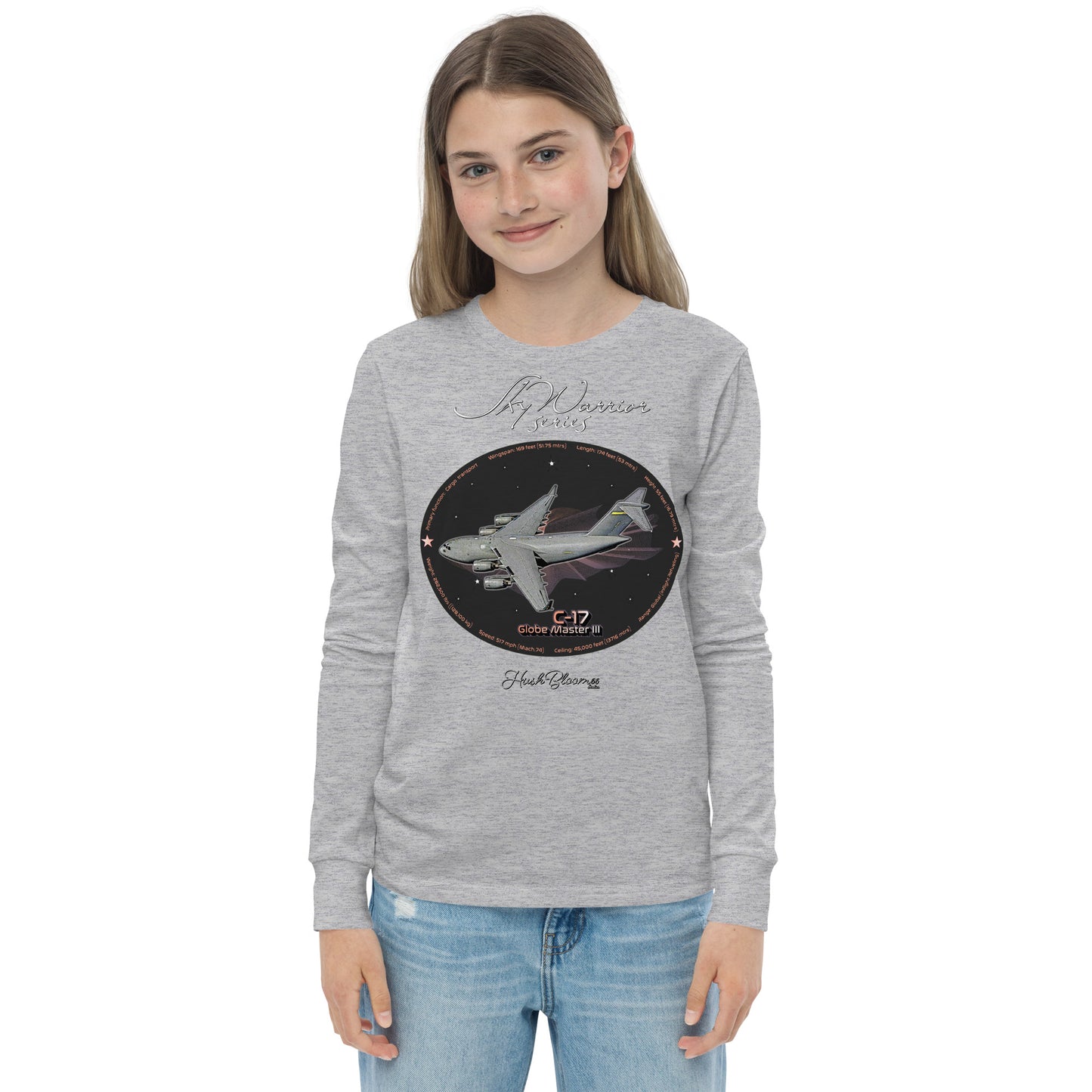 Athletic Heather - C17 Globe Master III Youth long sleeve tee