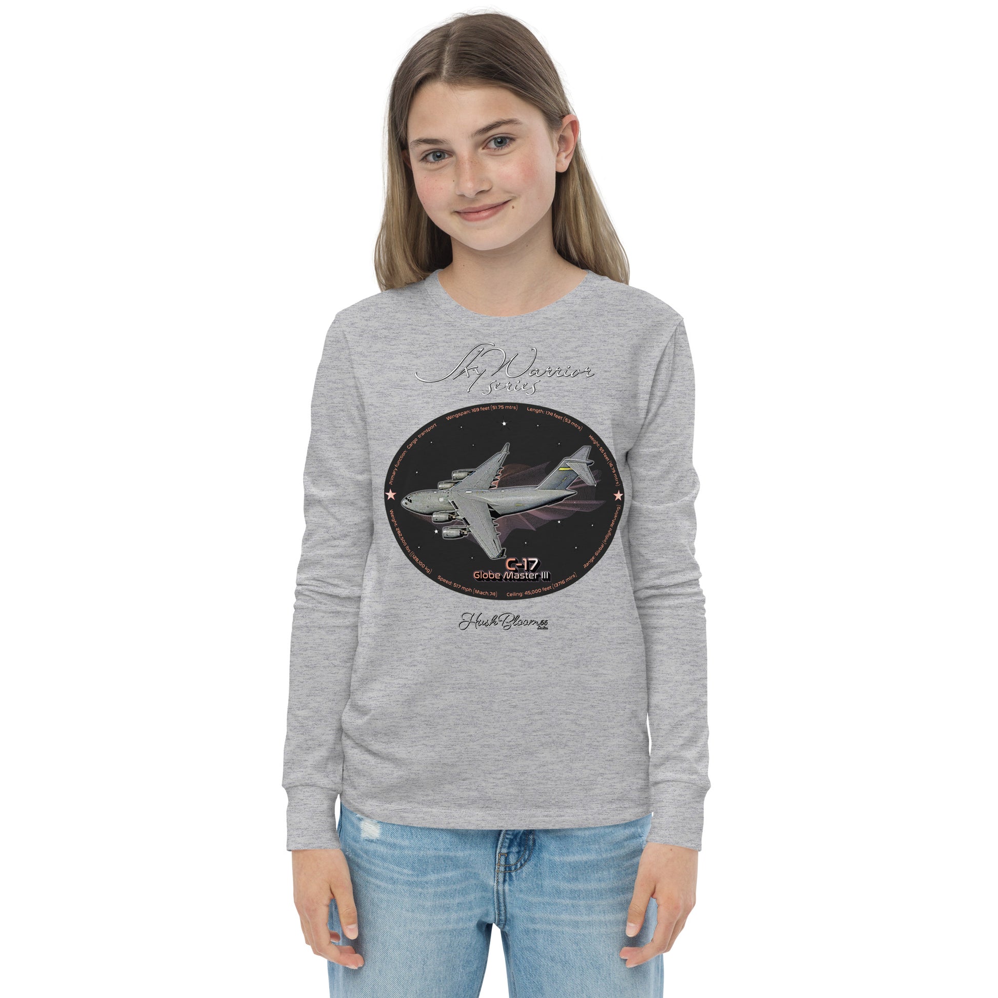 Athletic Heather - C17 Globe Master III Youth long sleeve tee