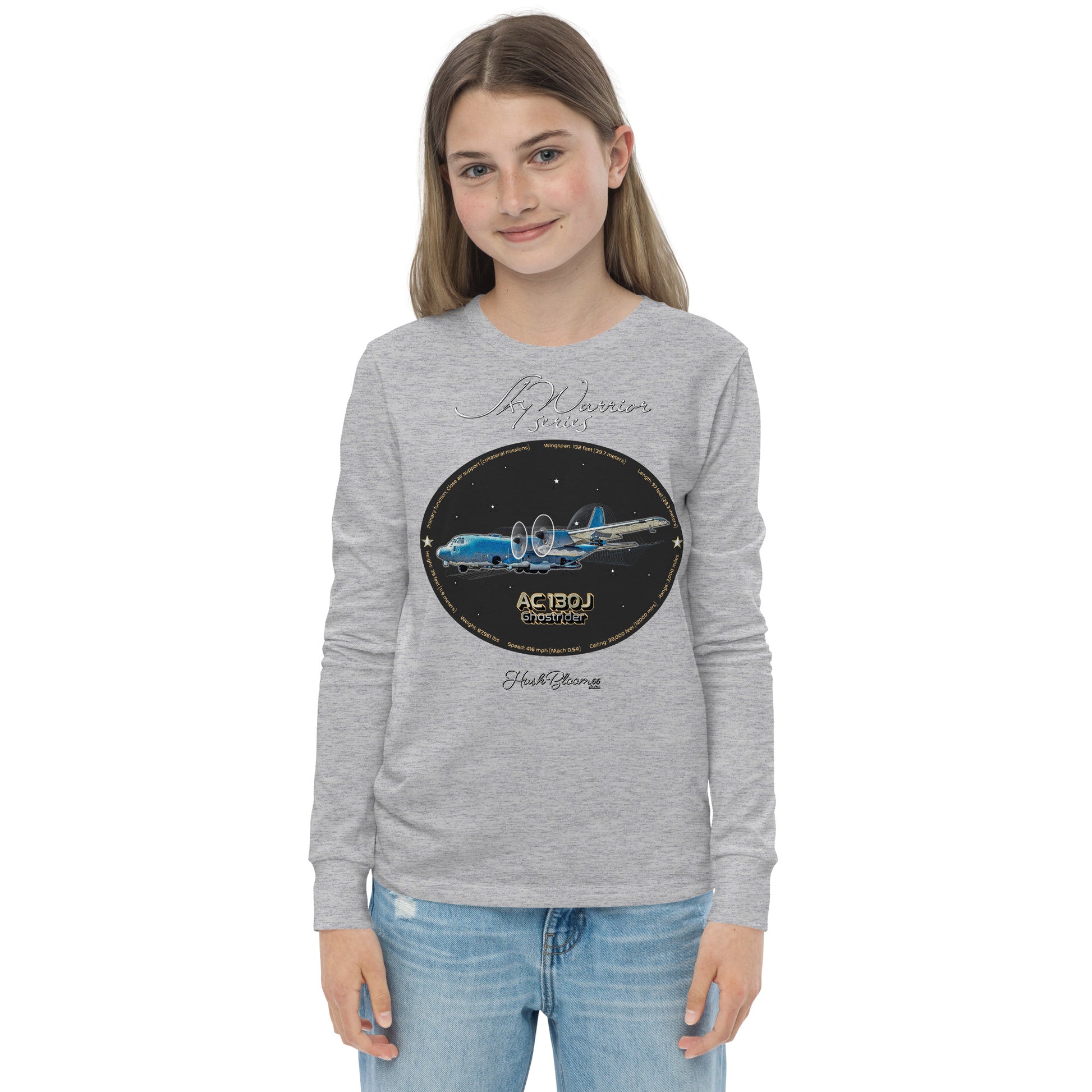 Athletic Heather - AC130J Ghostrider Youth long sleeve tee