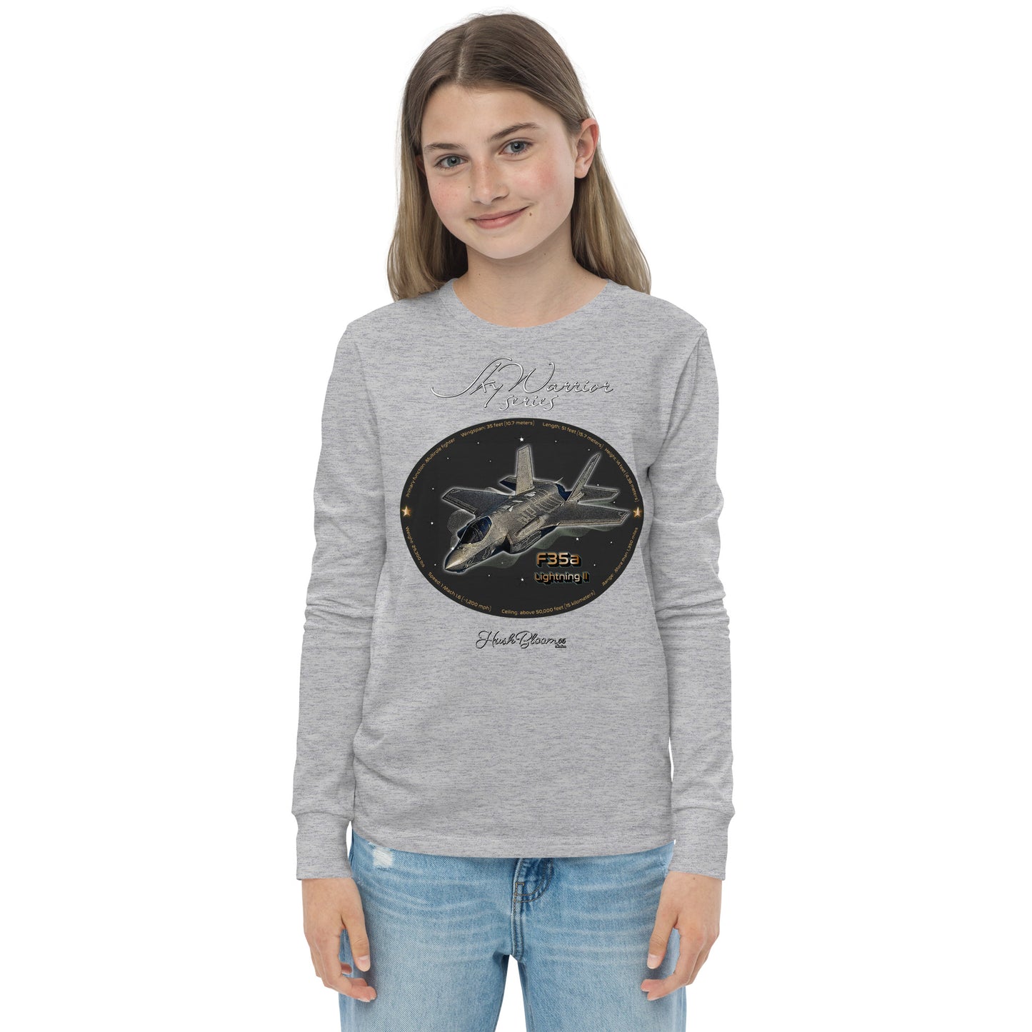 Athletic Heather - F35A Lightning Youth long sleeve tee