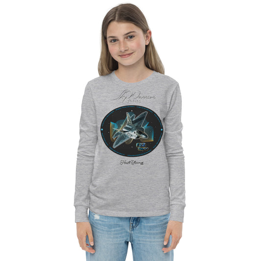 Athletic Heather - F22 Raptor Youth long sleeve tee