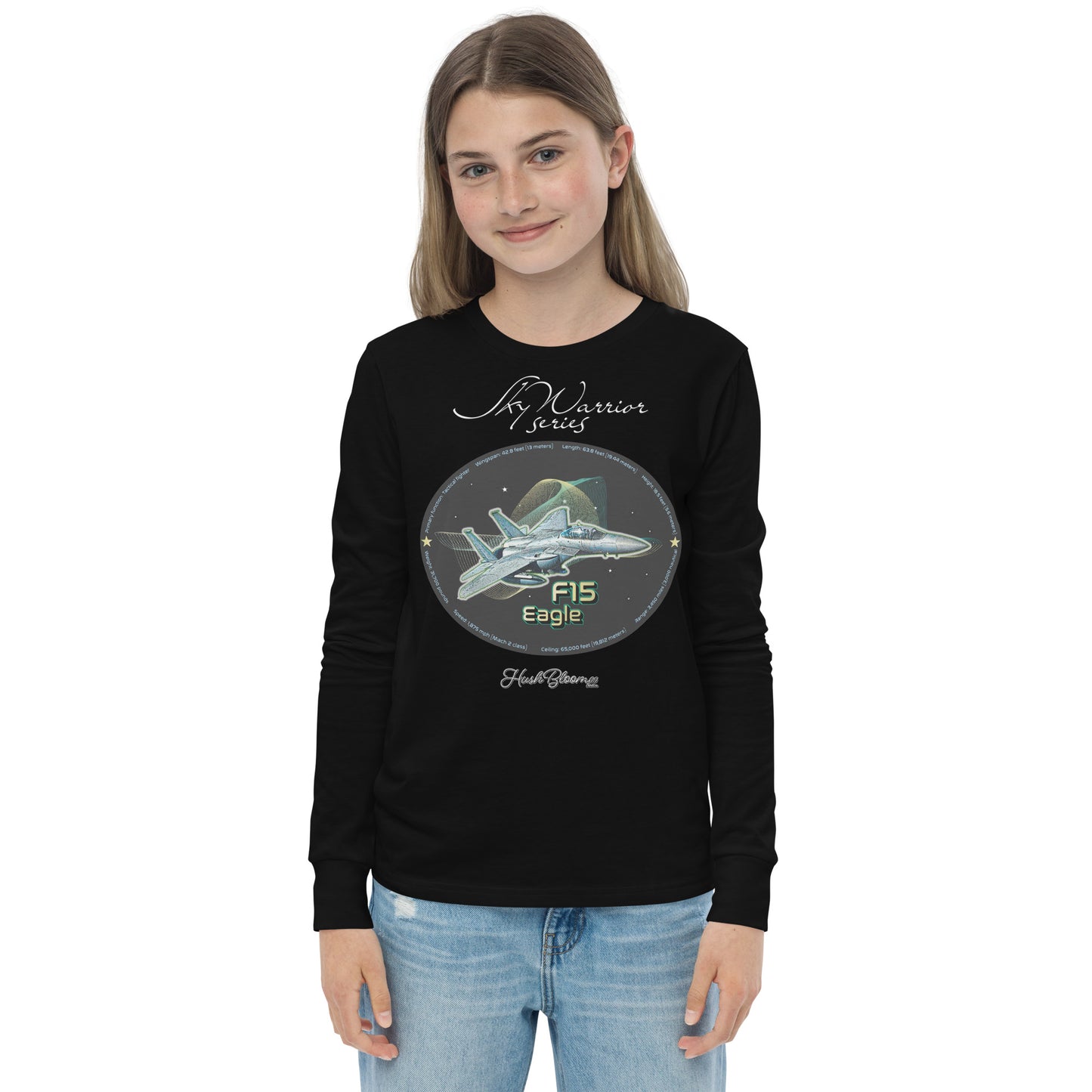 Black - F15 Eagle Youth long sleeve tee