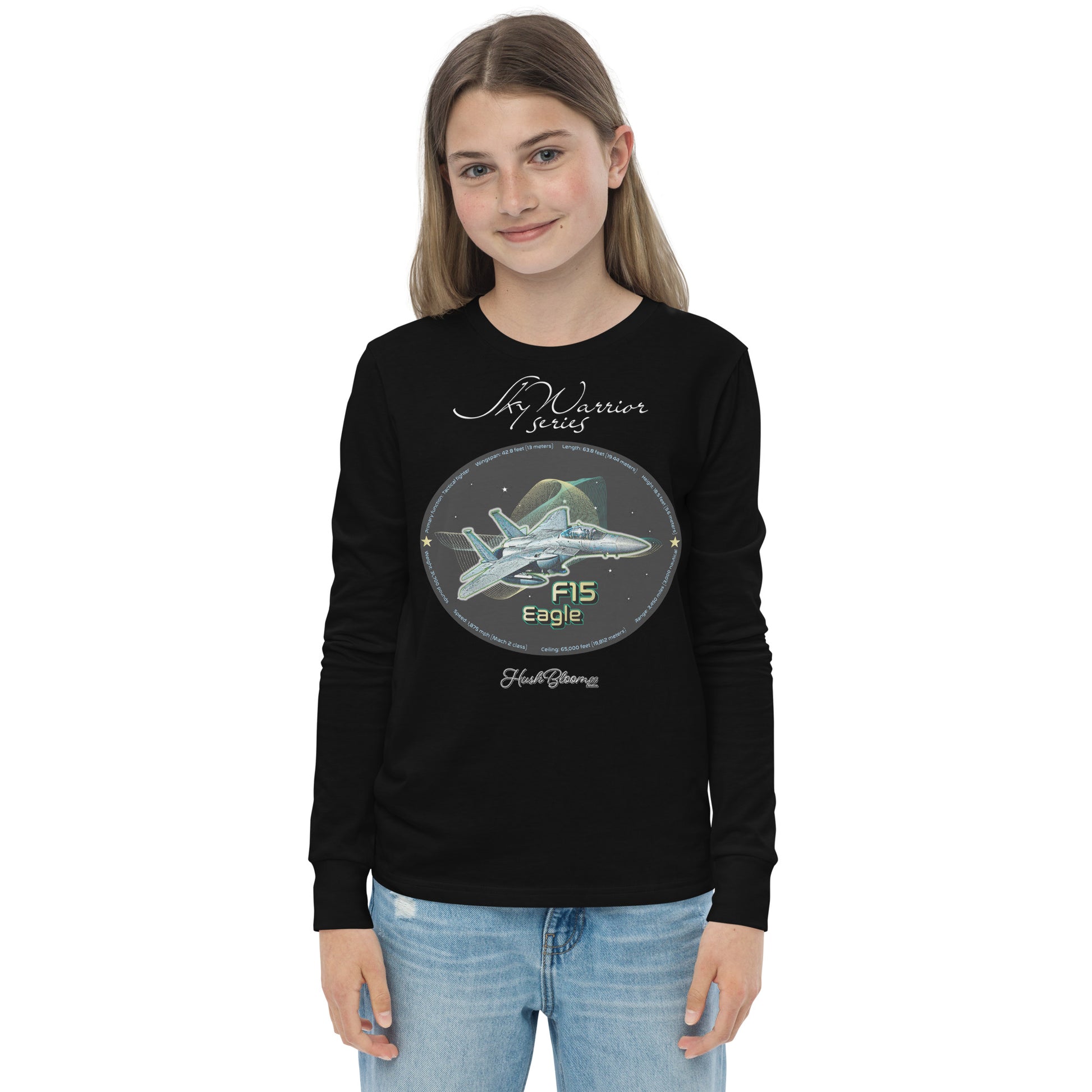Black - F15 Eagle Youth long sleeve tee