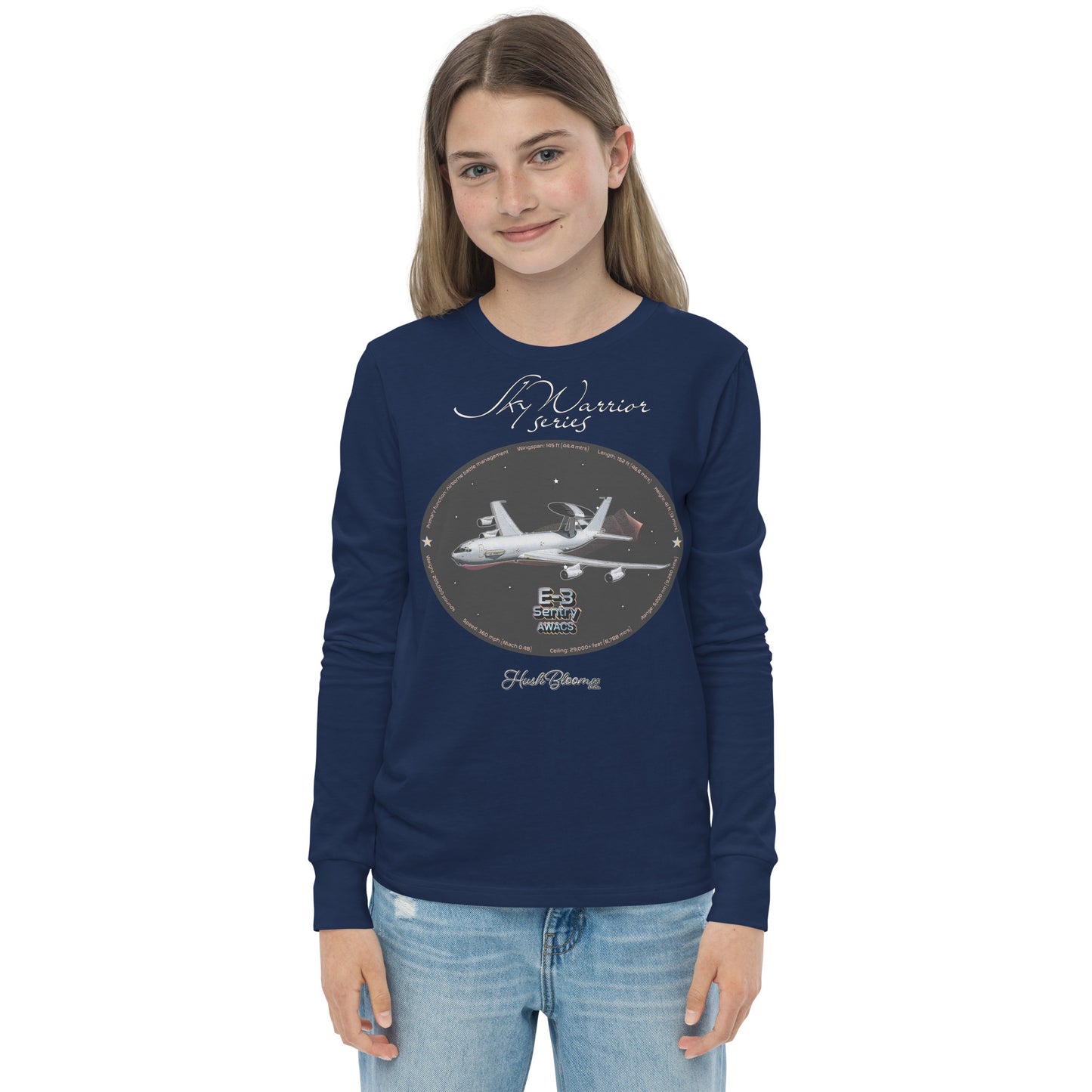 Navy - E3 Sentry Youth long sleeve tee