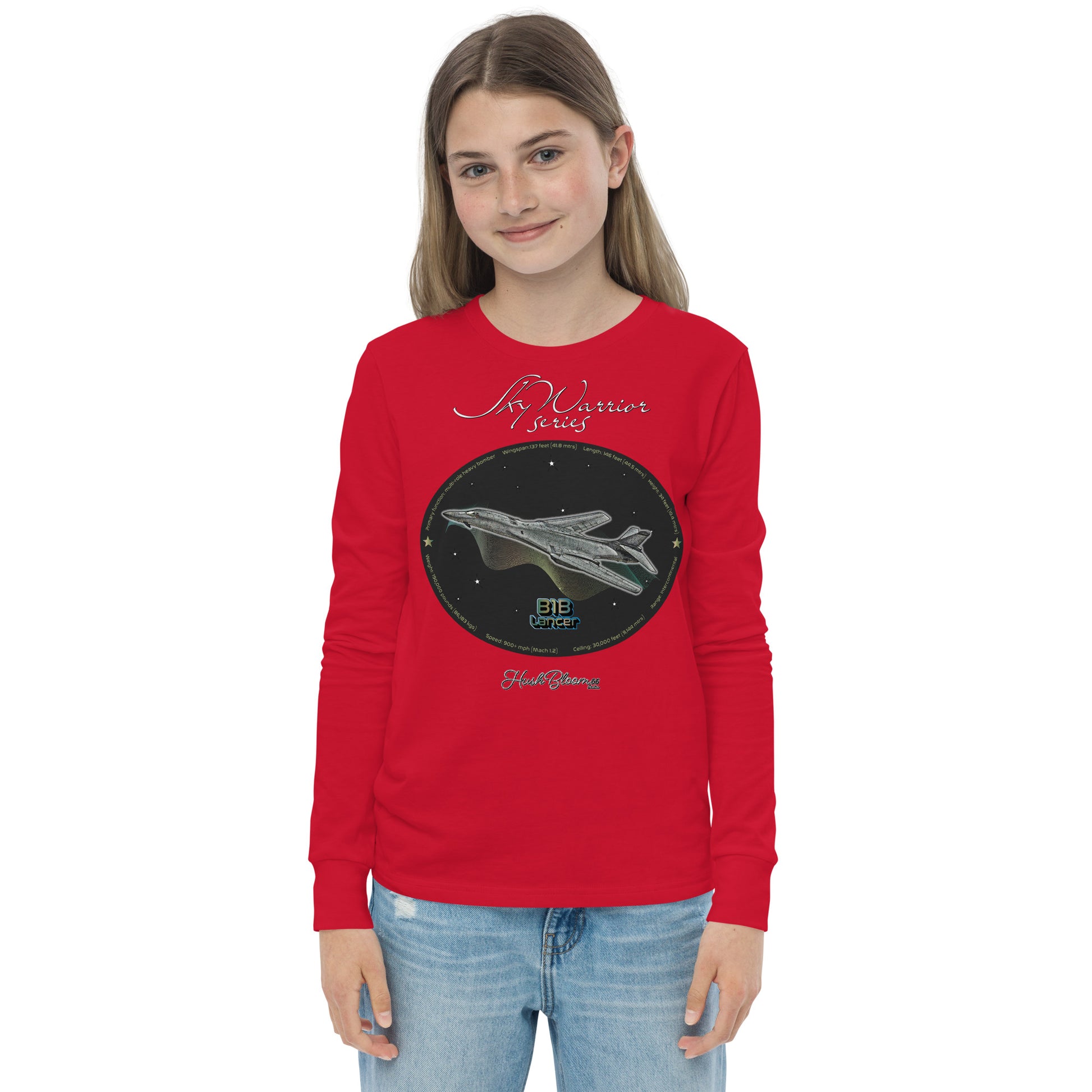 Red - B1B Lancer Youth long sleeve tee