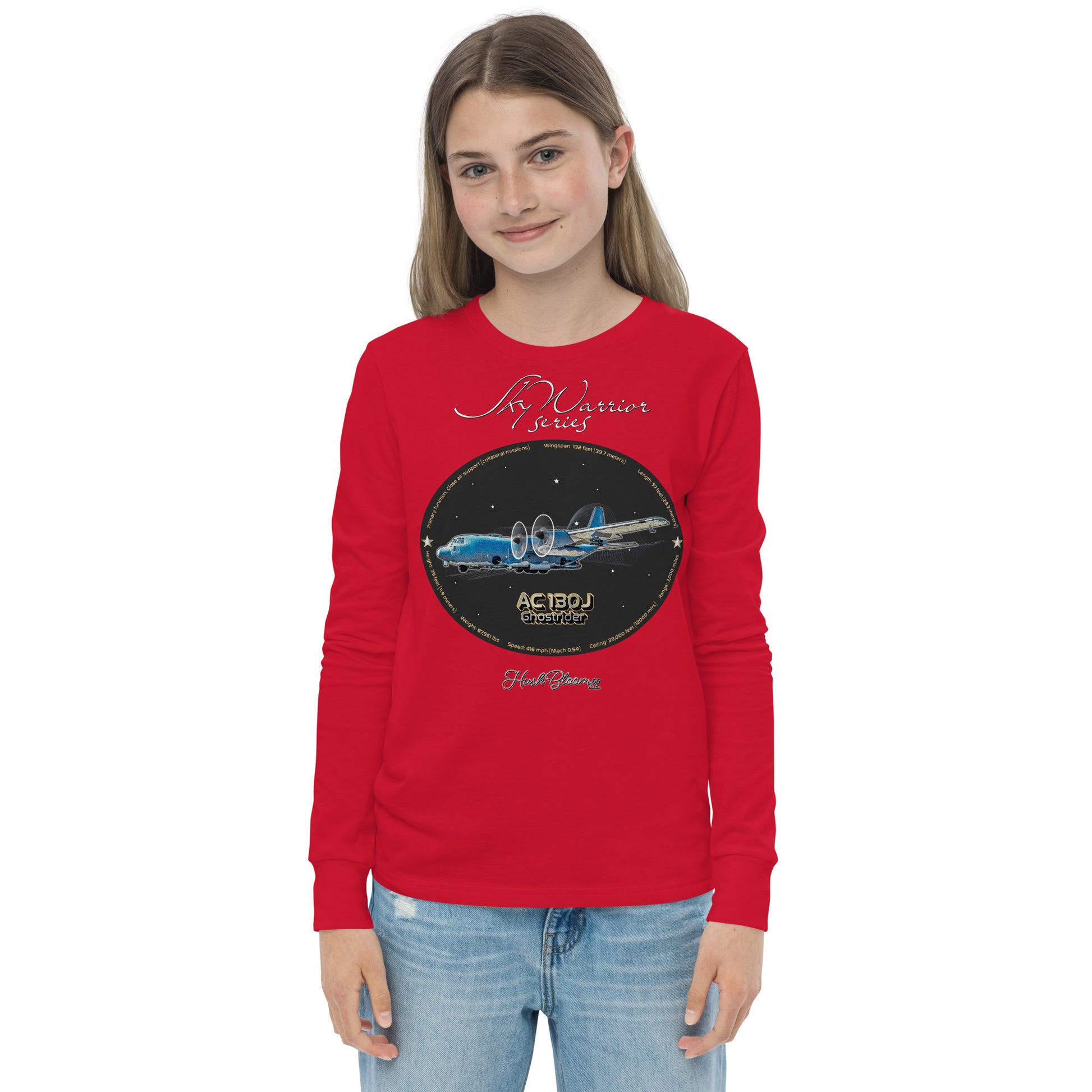Red - AC130J Ghostrider Youth long sleeve tee