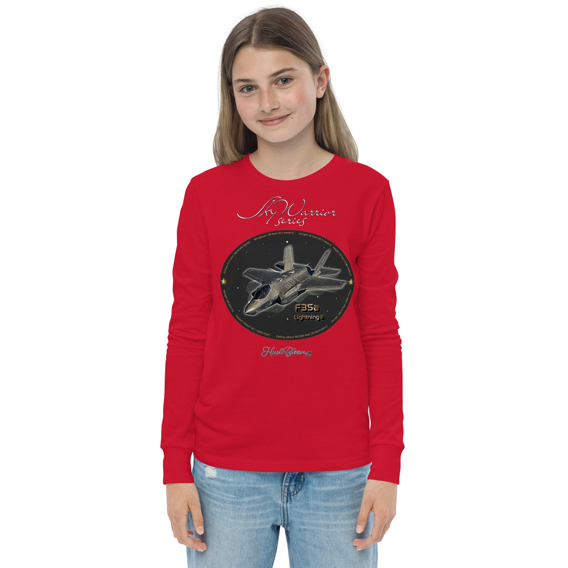 Red - F35A Lightning Youth long sleeve tee