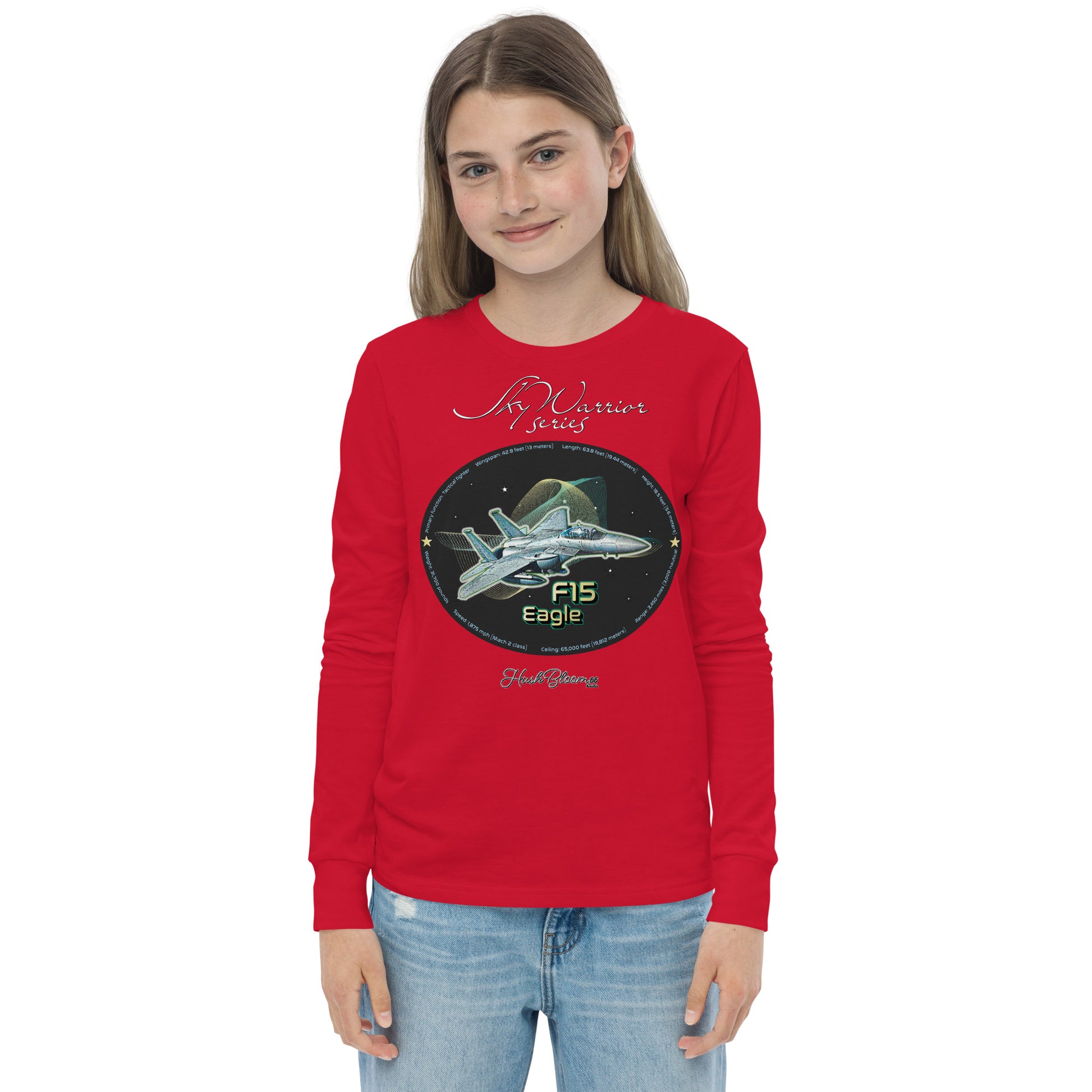 Red - F15 Eagle Youth long sleeve tee