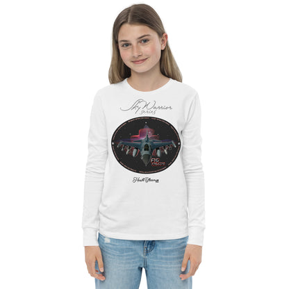 White - F16 Falcon Youth long sleeve tee