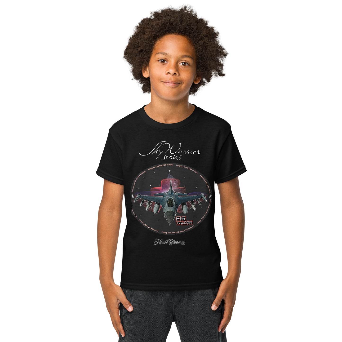 Black - F16 Falcon Youth t-shirt